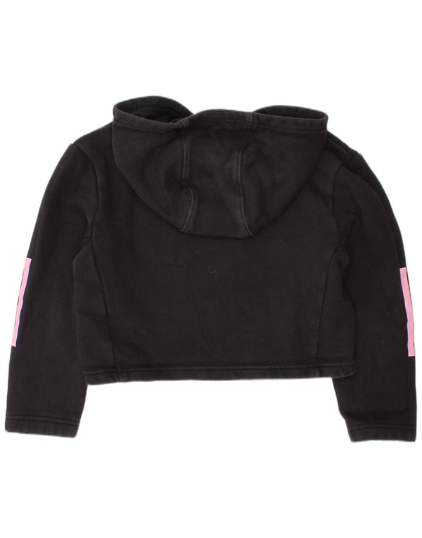 ADIDAS Pige Crop Hoodie Jumper 7-8 år Sort Bomuld