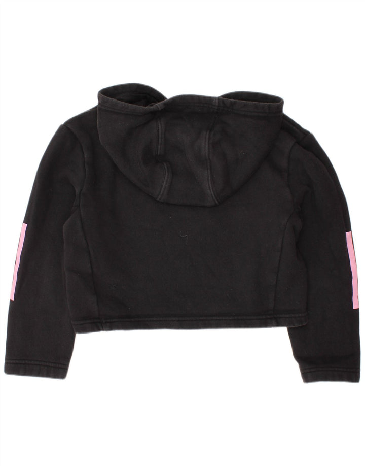ADIDAS Pige Crop Hoodie Jumper 7-8 år Sort Bomuld