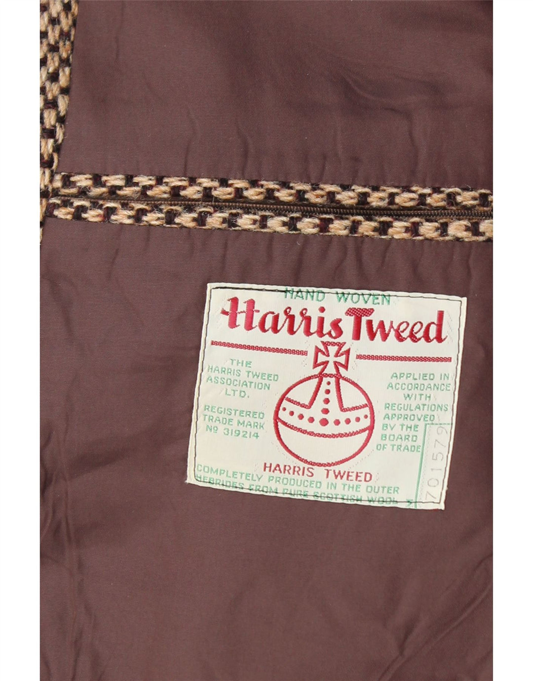 HARRIS TWEED Herre 3-knaps blazerjakke UK 38 Medium Brown New Wool