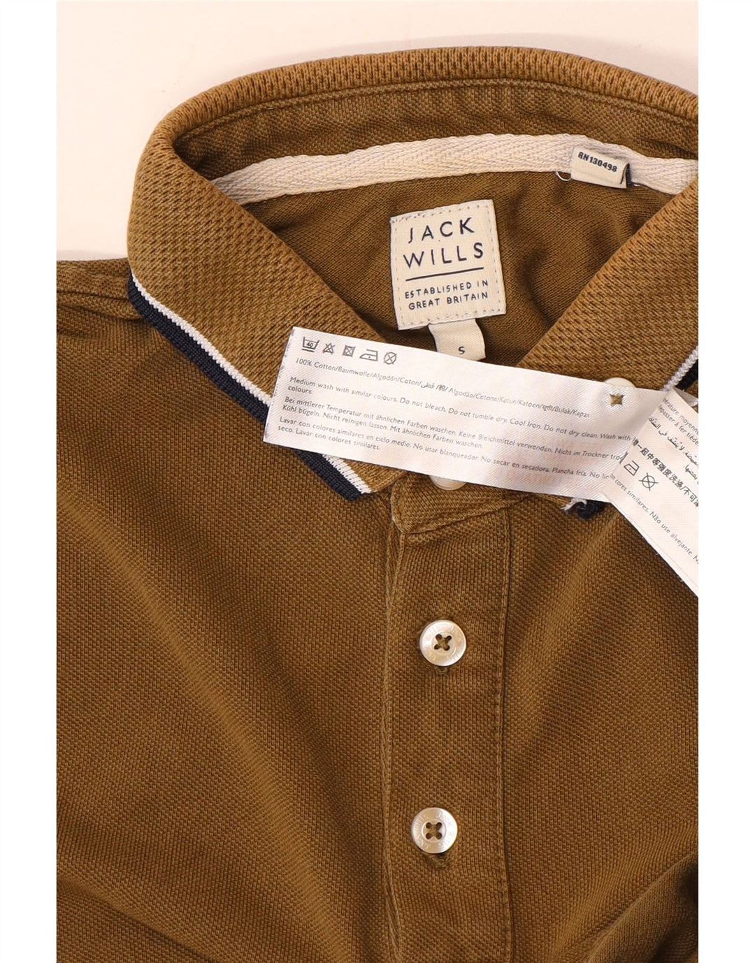 Jack Wills Langærmet poloshirt til mænd, lille Khaki Bomuld