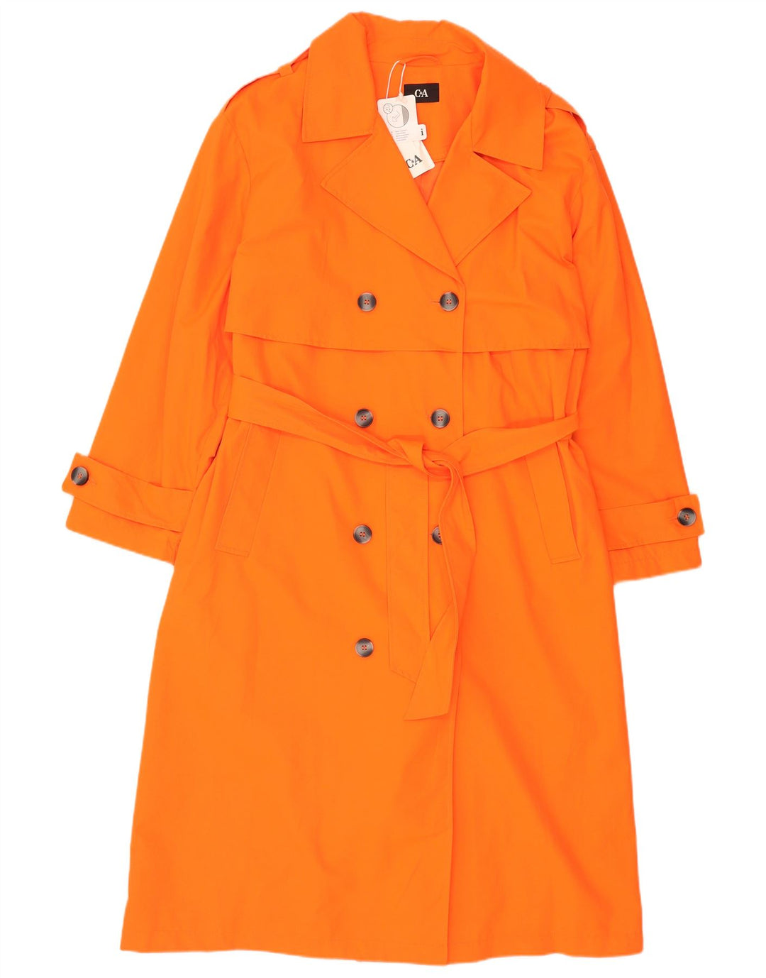C&A Womens Oversized Trench Coat EU 44 XL Orange Bomuld
