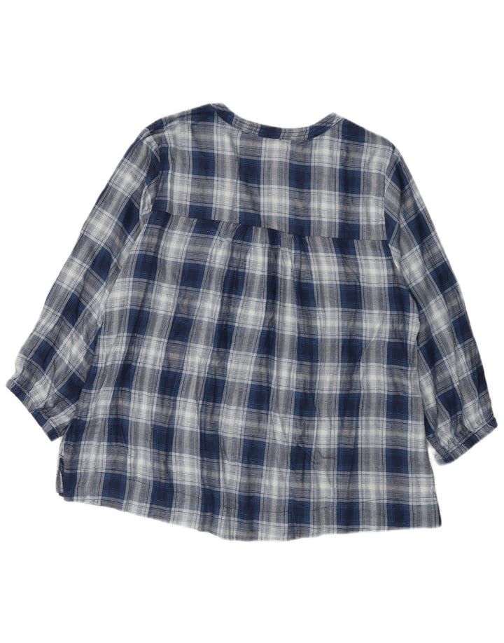Wrangler Dame 3/4 ærmet bluse Top UK 16 Large Blue Check Viscose
