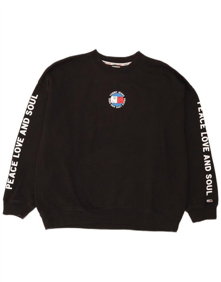 Tommy Hilfiger Herre Grafisk Sweatshirt Jumper Stor Sort Bomuld