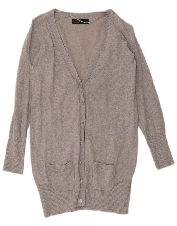 Zara Dame Cardigan Sweater UK 12 Medium Grey Flecked Bomuld
