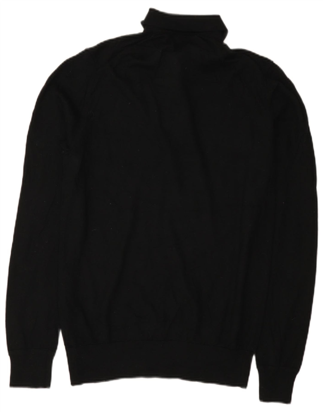 Marks & Spencer Herre Polo Neck Sweater Small Black Merino Wool