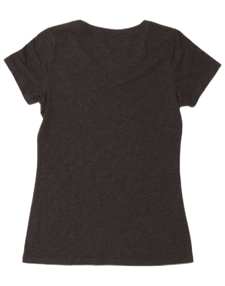 EDDIE BAUER Grafisk T-shirt top til kvinder UK 12 Medium Grå Polyester