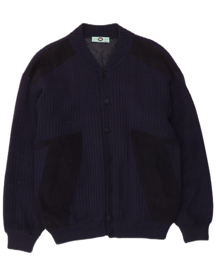Life Line Herre Cardigan Sweater Large Navy Blue