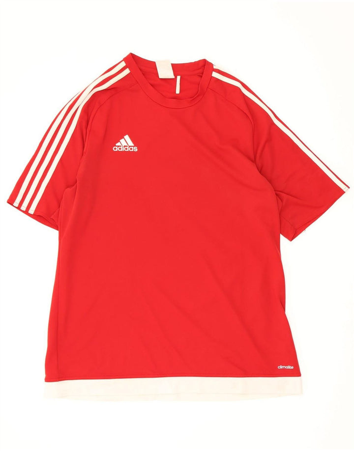 Adidas Herre Climalite T-Shirt Top Stor Rød Colourblock Polyester