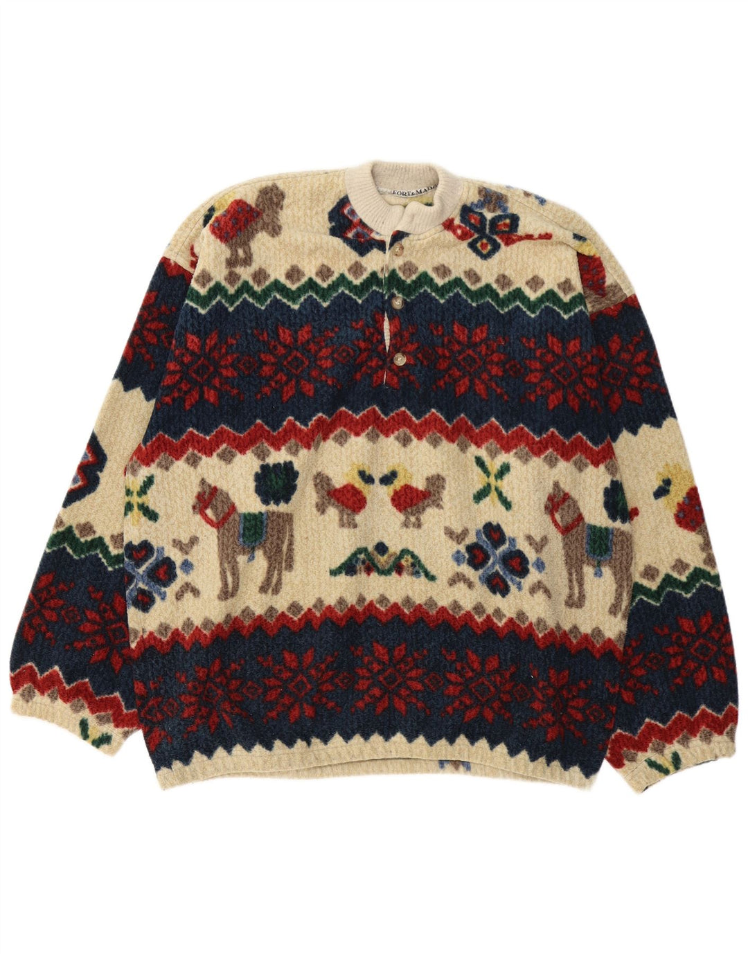 Fort & Madox Herre Button Neck Jumper Sweater XL Flerfarvet nyhed