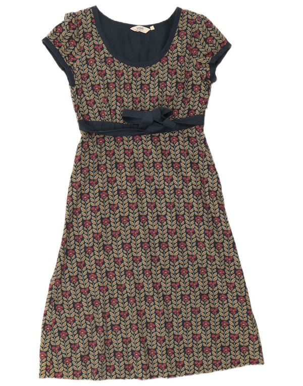 Seasalt Dame A-Line Kjole UK 10 Small Navy Blue Floral Bomuld