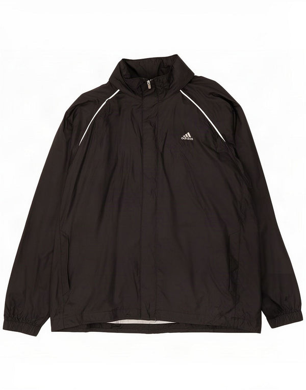 Adidas Grafisk regnjakke med hætte til mænd UK 42 XL Sort polyamid