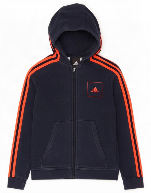 Adidas hættetrøje med lynlås til drenge 9-10 år marineblå polyester