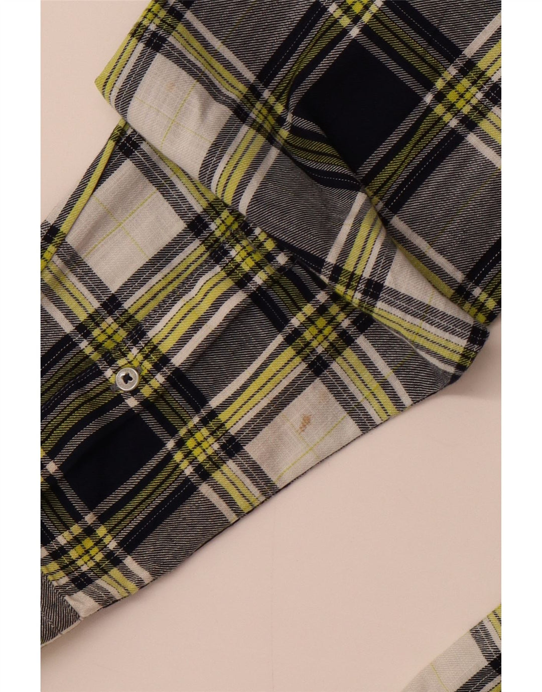 Benetton Herre ternet skjorte Stor marineblå ternet bomuld