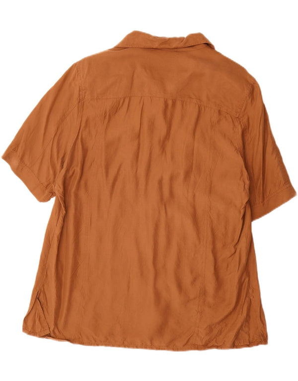 cherie Dame Kortærmet Bluse IT 48 XL Brun Silke