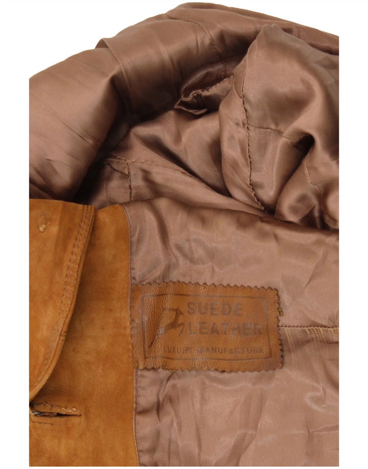 VINTAGE Dame 3-knaps ruskindsblazerjakke UK 8 Lille beige ruskind