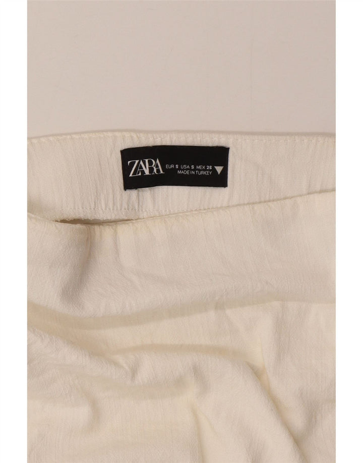 Zara Kvinders Mini Wrap Nederdel Small W26 White