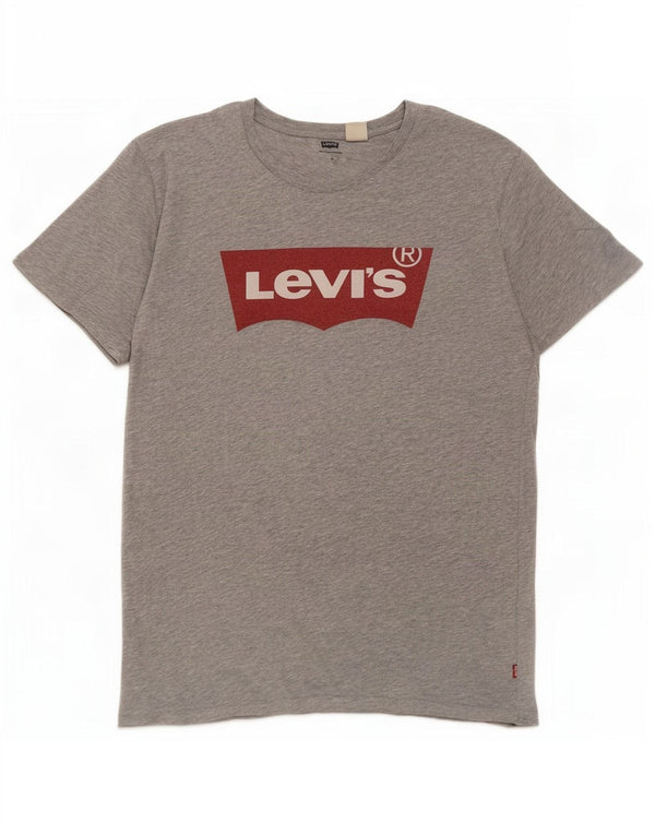 Levi's Herre grafisk T-shirt top mellemgrå flækket bomuld