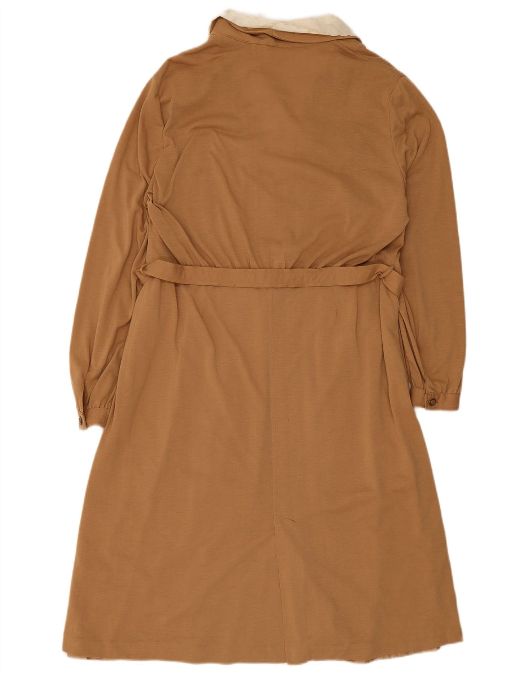 Vintage langærmet basiskjole til kvinder IT 52 2XL Brun Colourblock