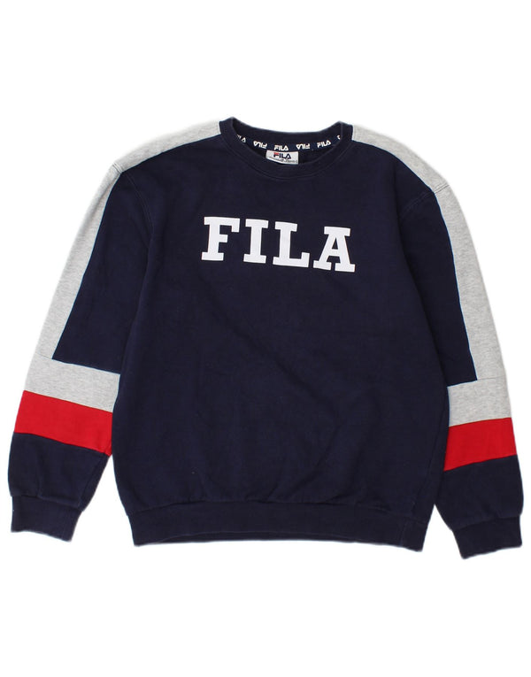 Fila Boys Grafisk Sweatshirt Jumper 13-14 år Navy Blue Colourblock
