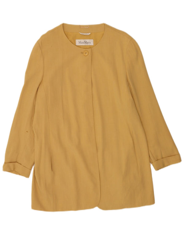 Max Mara Dame Longline 1 Knap Blazer Jakke UK 16 Stor Gul