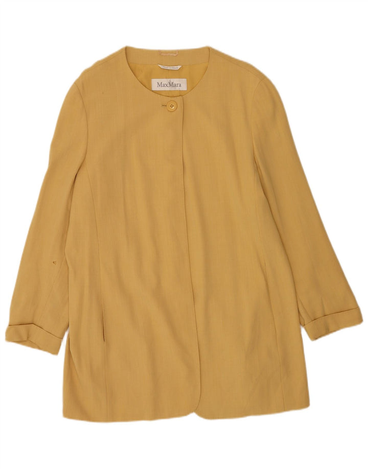 Max Mara Dame Longline 1 Knap Blazer Jakke UK 16 Stor Gul