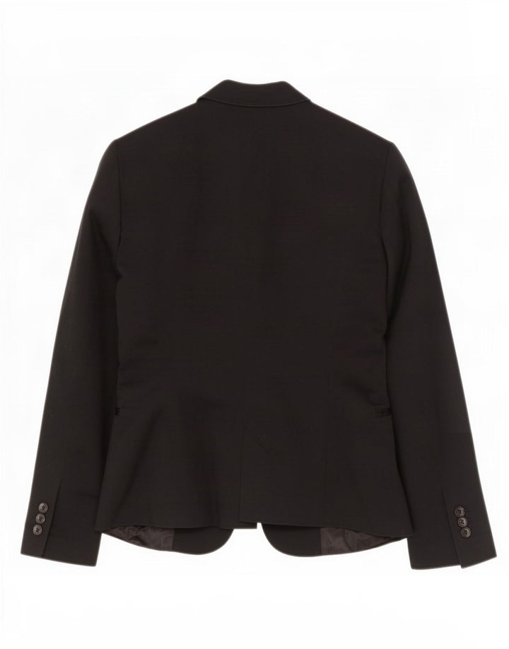 Zara Dame 1 Knap Blazer Jakke UK 12 Medium Sort Bomuld