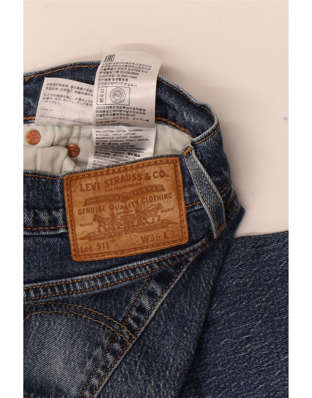 Levi's Herre 511 Slim Jeans W36 L32 Blå Bomuld