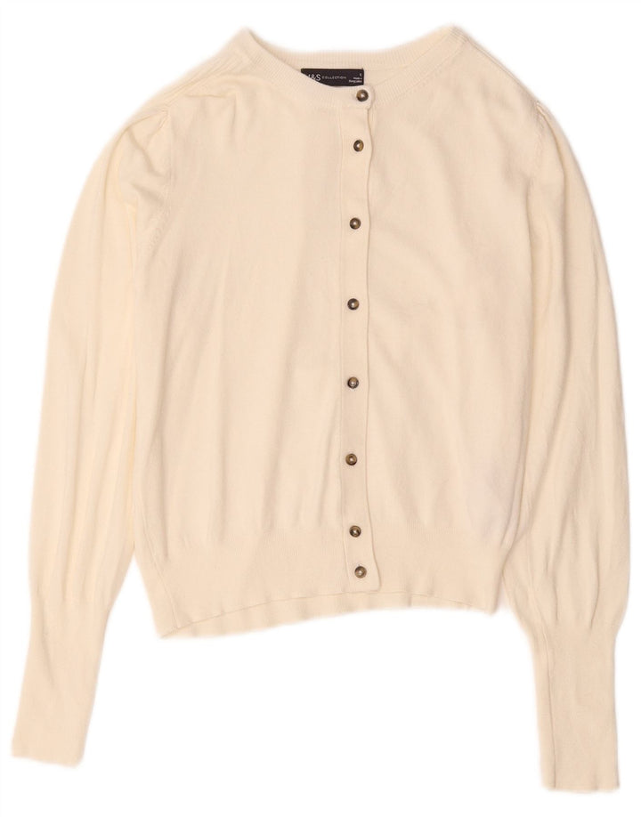 Marks & Spencer Dame Cardigan Sweater UK 12 Medium Off White Viscose