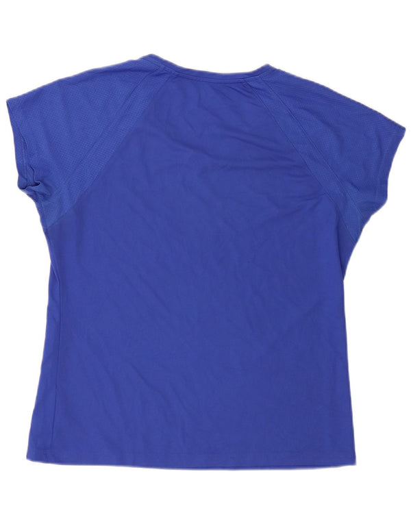 Reebok Dame T-Shirt Top UK 16 Stor Blå Polyester