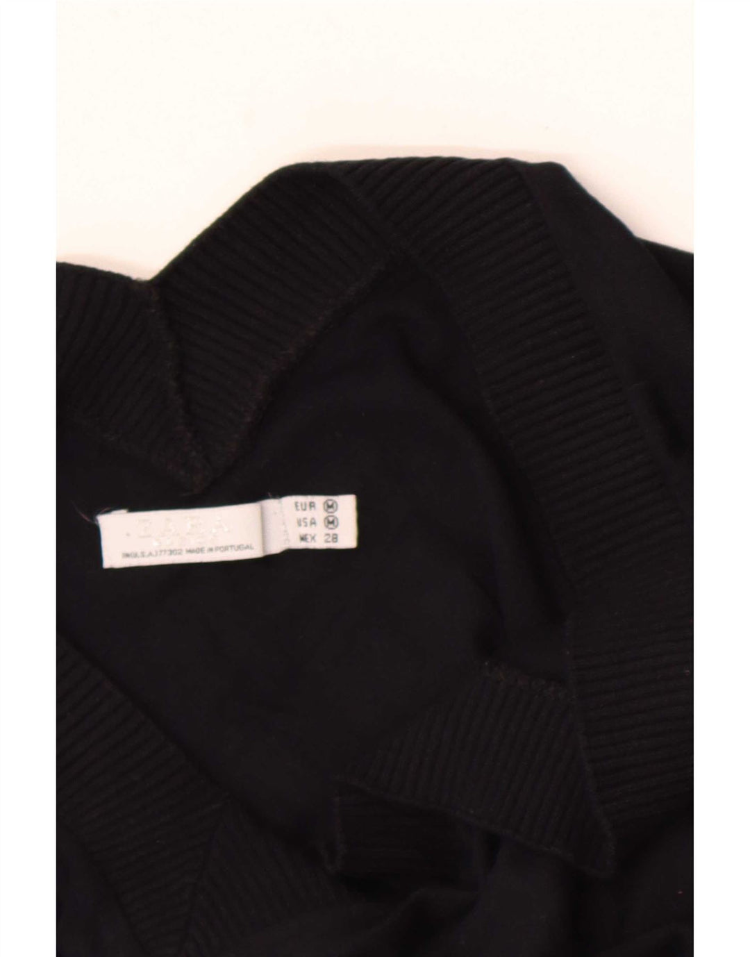 Zara Dame Kortærmet V-hals Jumper Sweater UK 14 Medium Sort