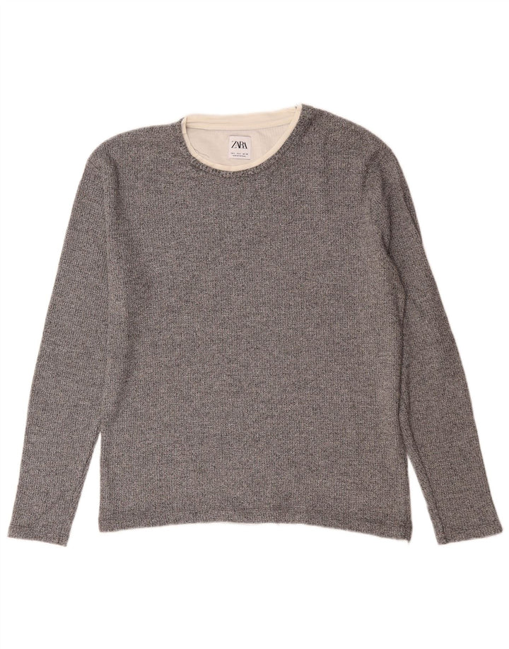 Zara Herre Top Langærmet Lille Grå Flecked