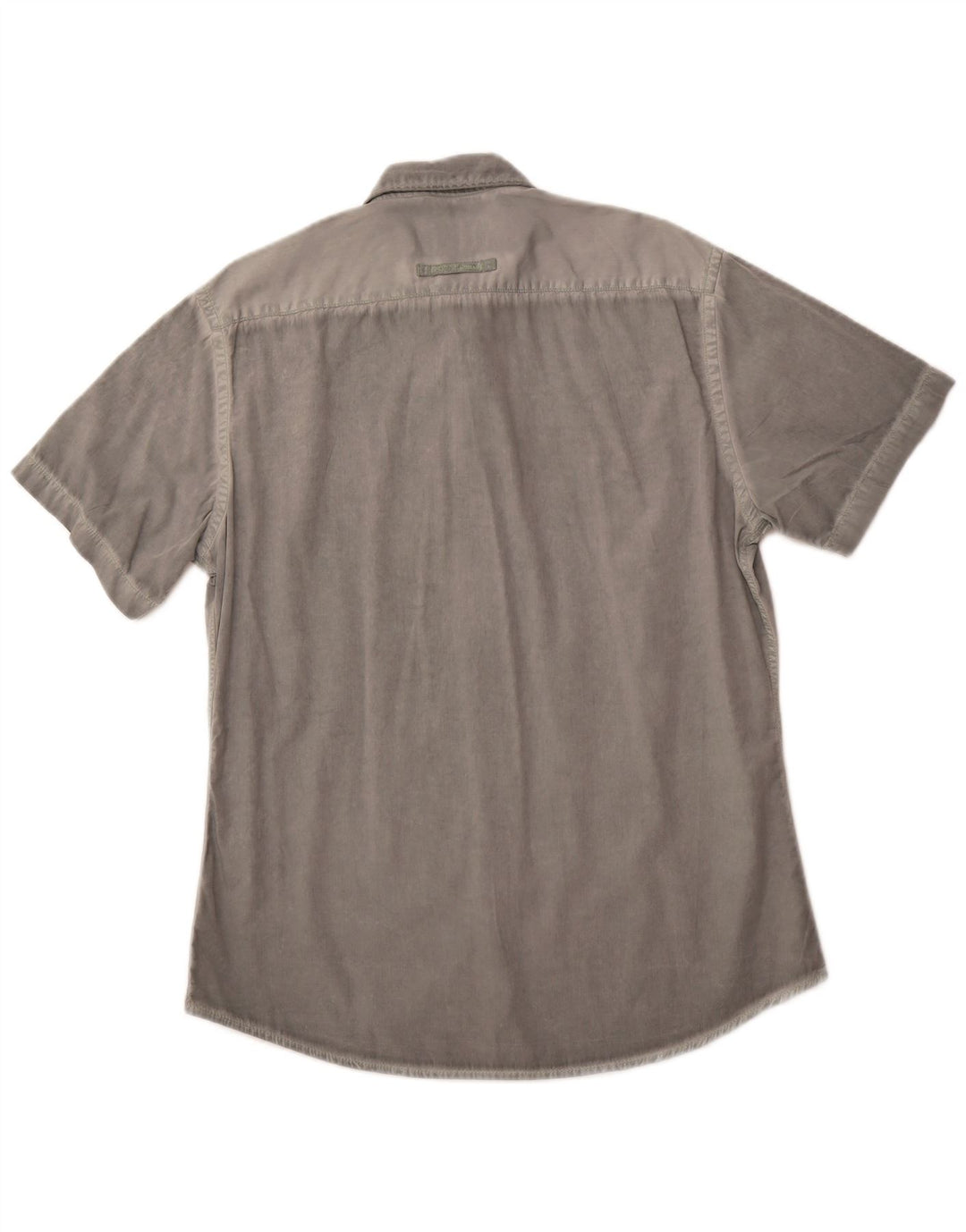 CAMEL ACTIVE Mens Fitted Short Sleeve Shirt Large Grey Cotton