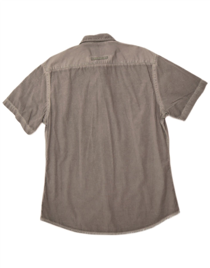 CAMEL ACTIVE Mens Fitted Short Sleeve Shirt Large Grey Cotton