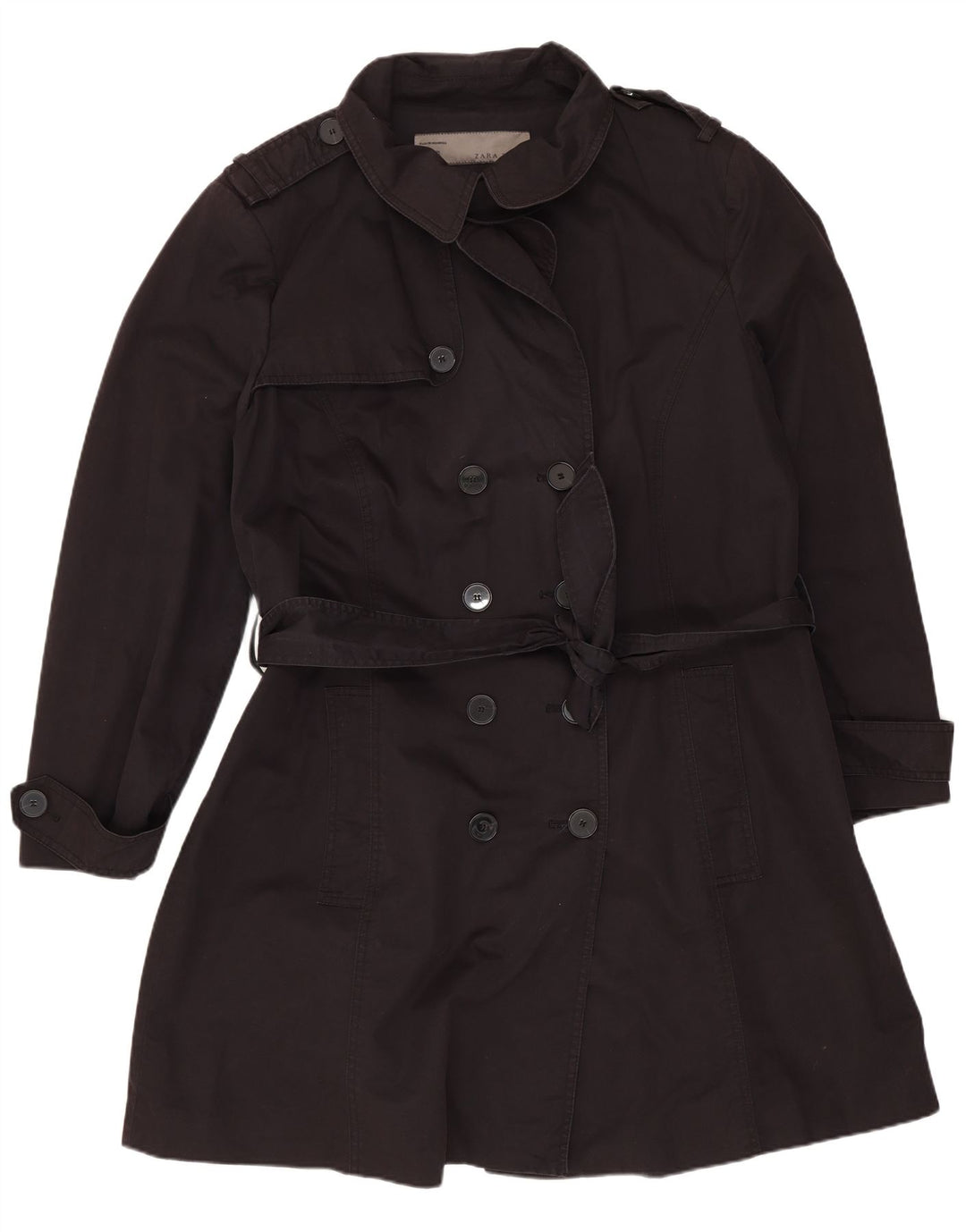 Zara Trench Coat til kvinder UK 20 2XL Marineblå Bomuld