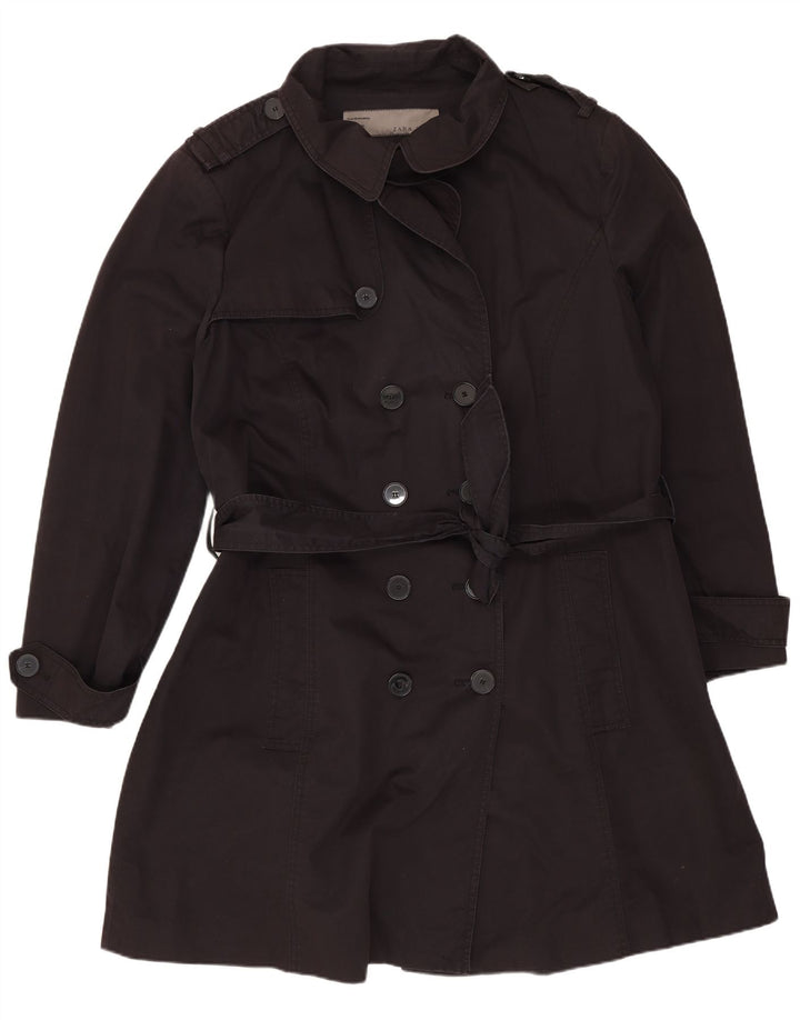 Zara Trench Coat til kvinder UK 20 2XL Marineblå Bomuld