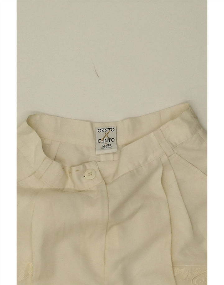 ICEBERG Womens Cento / Cento Chino Shorts W26 Small Off White Viscose Vintage Iceberg and Second-Hand Iceberg from Messina Hembry 