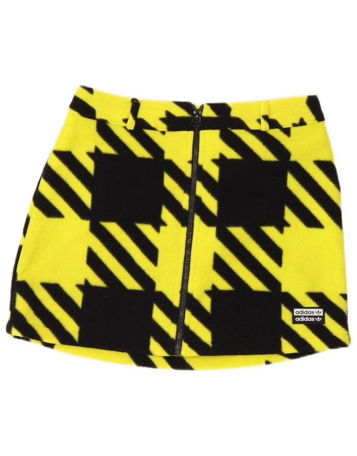 Adidas Dame Mini Nederdel UK 10 Small W27 Yellow Houndstooth