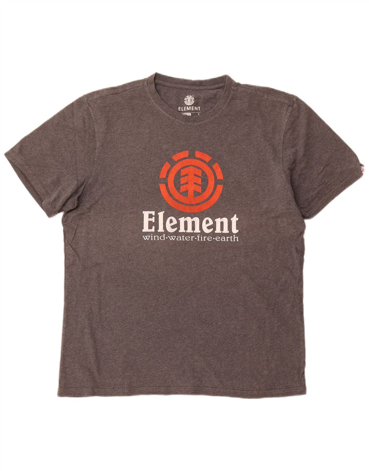 ELEMENT Herre Regular Fit Grafisk T-Shirt Top Stor Grå Bomuld