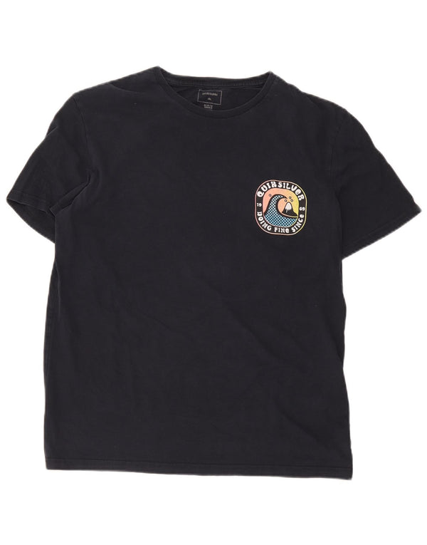 Quiksilver Herre grafisk T-shirt Top Medium Navyblå Bomuld