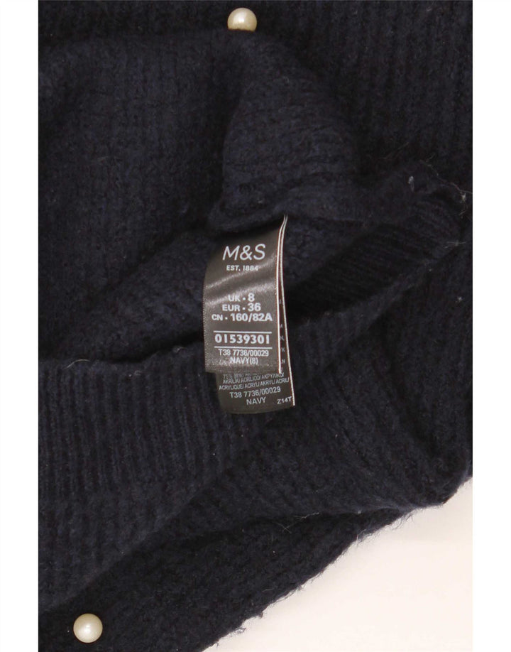 Marks & Spencer Dame Boat Neck Jumper Sweater UK 8 Small Navy Blue