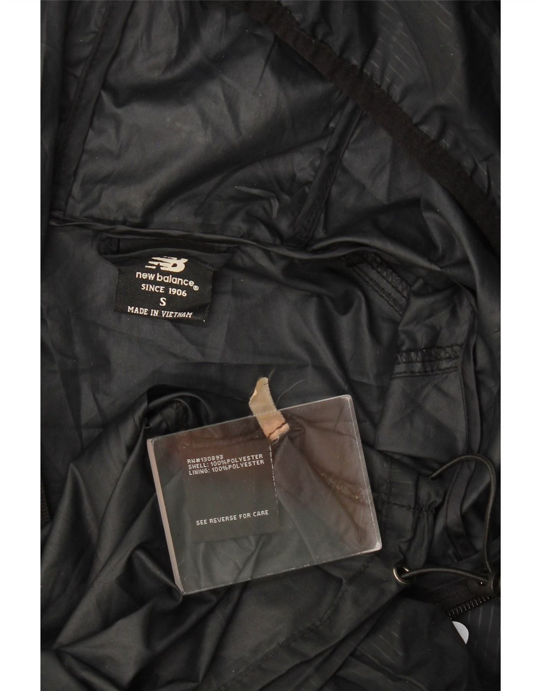 New Balance Herre grafisk regnjakke med hætte UK 36 Lille sort polyester
