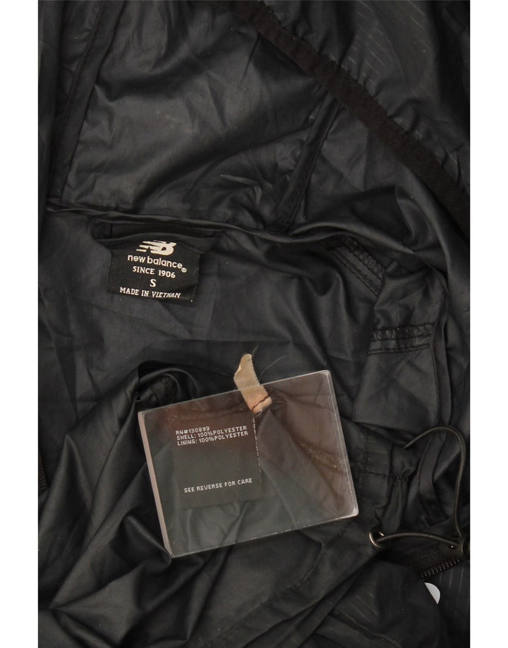 New Balance Herre grafisk regnjakke med hætte UK 36 Lille sort polyester
