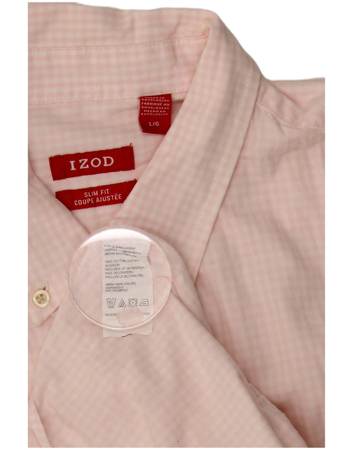 IZOD Slim Fit Skjorte til mænd Large Pink Gingham Cotton