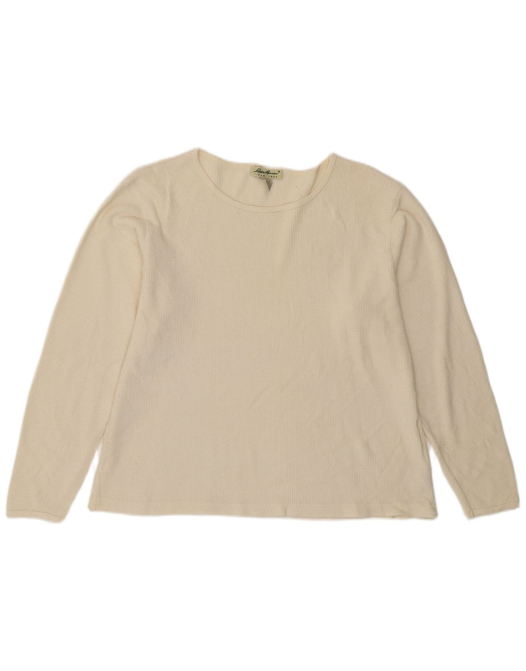EDDIE BAUER Dame Top Langærmet UK 16 Large Off White Bomuld