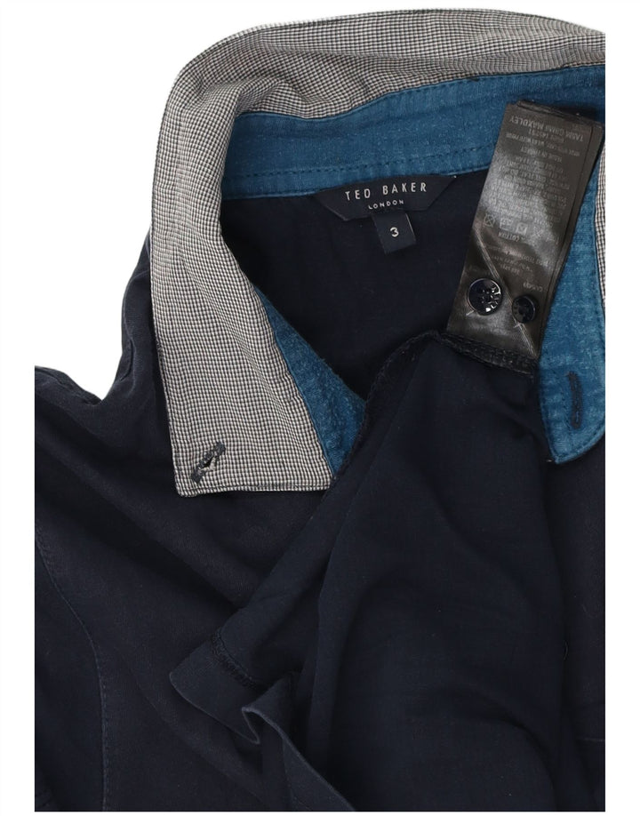 Ted Baker herre poloshirt str. 3 Medium marineblå bomuld