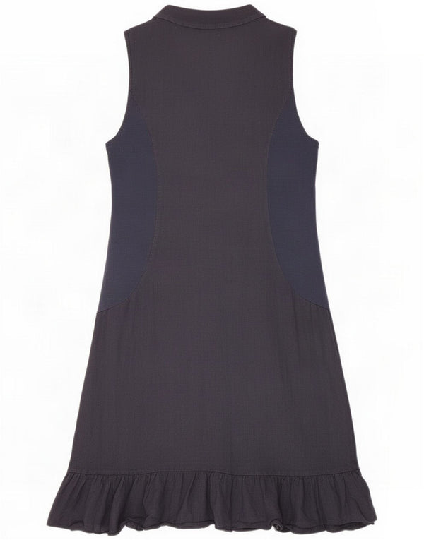 Lina Tomei Womens Sleeveless A-Line Dress UK 12 Medium Navy Blue Linen