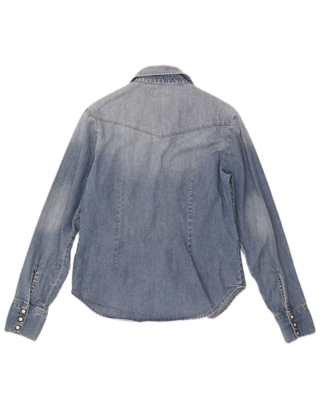 LEE Dame Acid Wash Denim Shirt UK 10 Small Blue Cotton