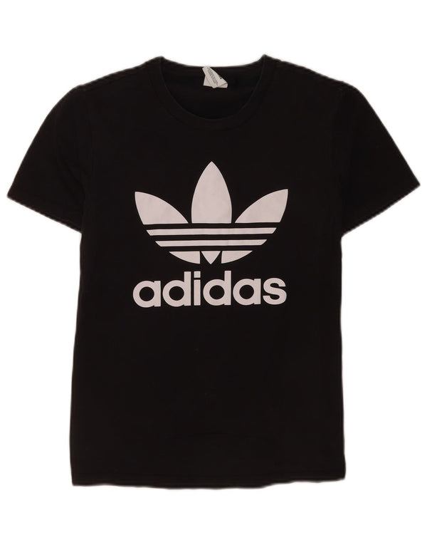 Adidas Dame Grafisk T-Shirt Top UK 10 Lille Sort