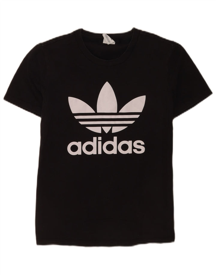 Adidas Dame Grafisk T-Shirt Top UK 10 Lille Sort
