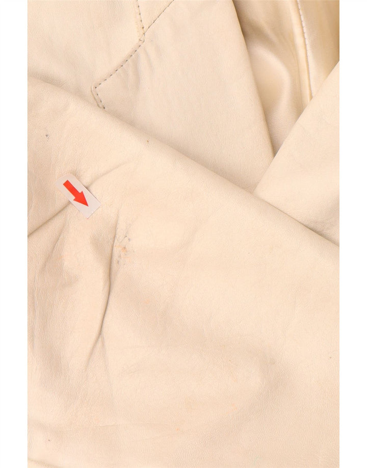 Vintage dame læder 2-delt nederdel Sæt UK 12 Medium W26 Off White